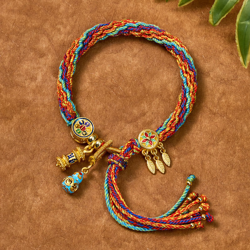 FuAttract Tibet Handmade Om Mani Padme Hum Blessing Braided String Gourd Bracelet - image 1