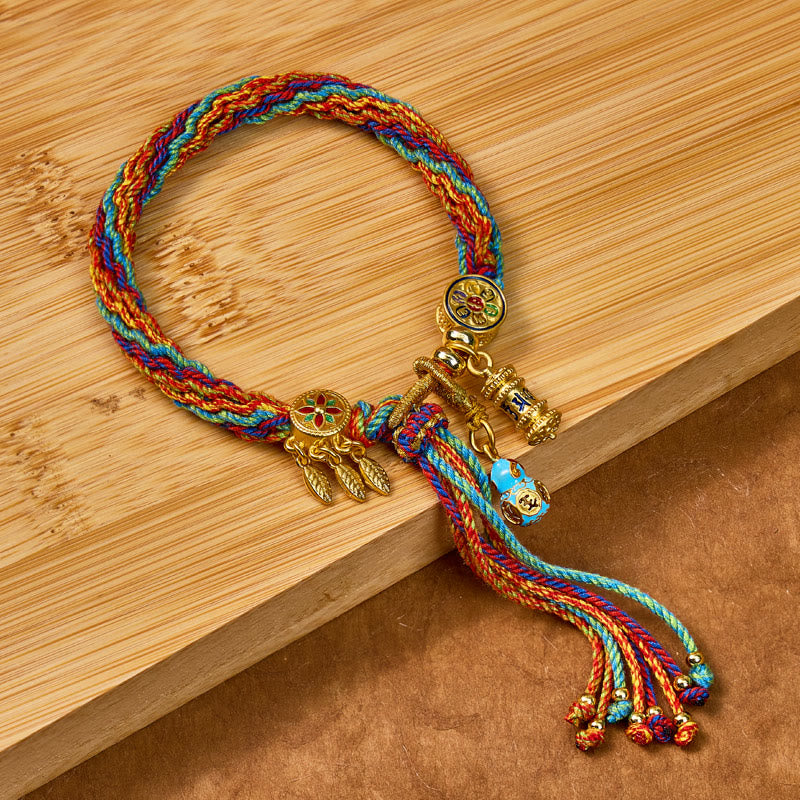 FuAttract Tibet Handmade Om Mani Padme Hum Blessing Braided String Gourd Bracelet - image 4
