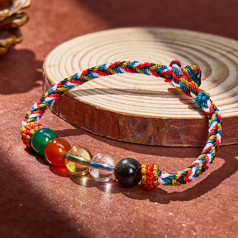 FuAttract Tibetan Five‑Element Beads Energy Knot Bracelet - image 1