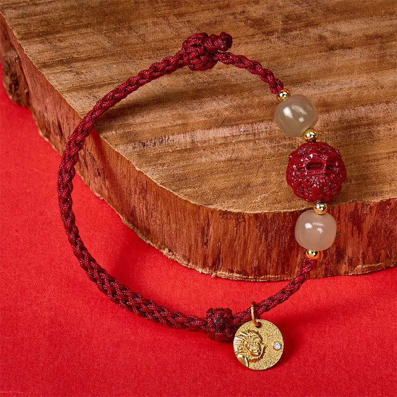 FuAttract Wealth Protection Cinnabar Pixiu & Hetian Jade Red String Chinese Zodiac Bracelet - image 3