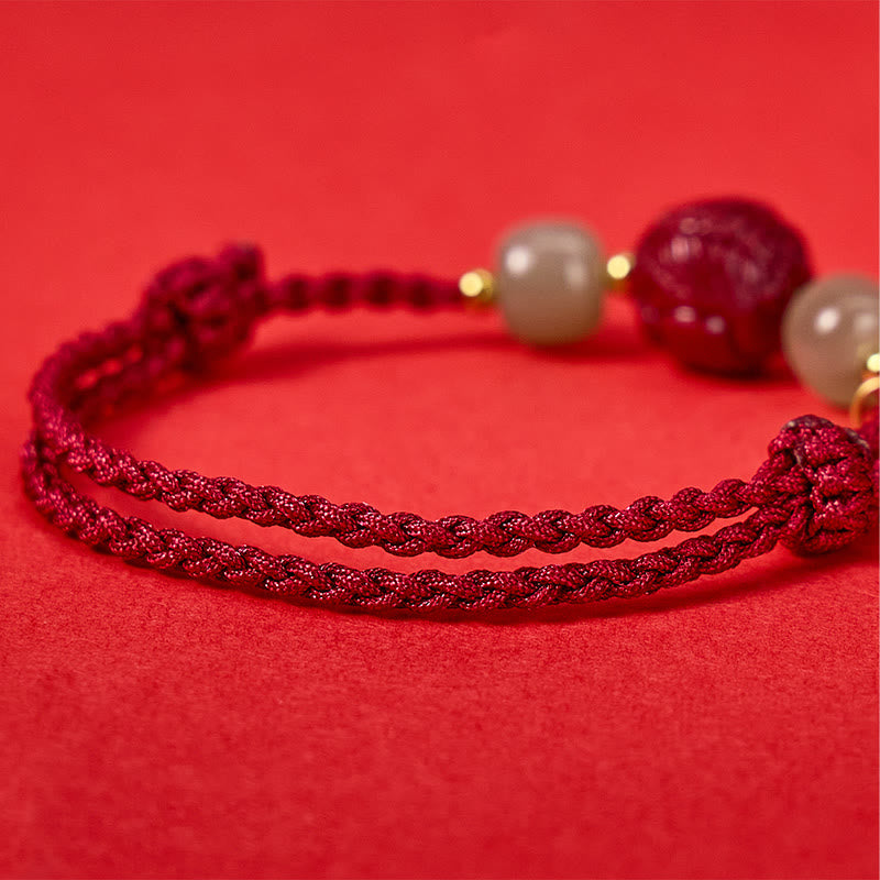 FuAttract Wealth Protection Cinnabar Pixiu & Hetian Jade Red String Chinese Zodiac Bracelet - image 16