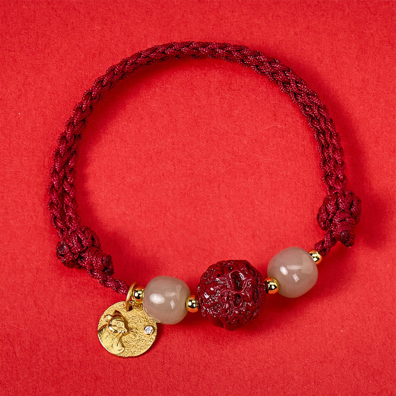 FuAttract Wealth Protection Cinnabar Pixiu & Hetian Jade Red String Chinese Zodiac Bracelet - Rat(Wrist Circumference 14-19cm) - image 4