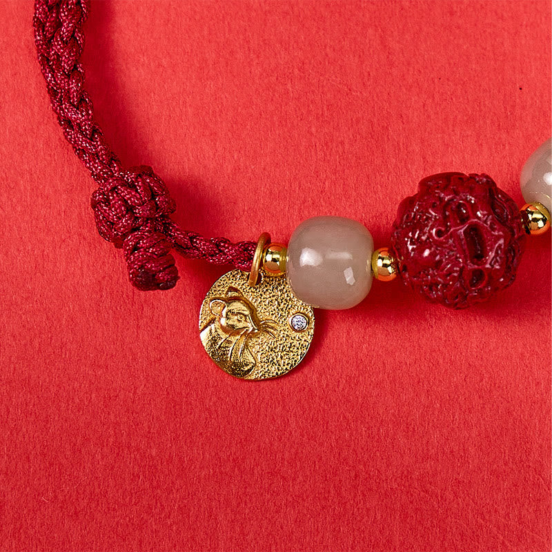 FuAttract Wealth Protection Cinnabar Pixiu & Hetian Jade Red String Chinese Zodiac Bracelet - image 5