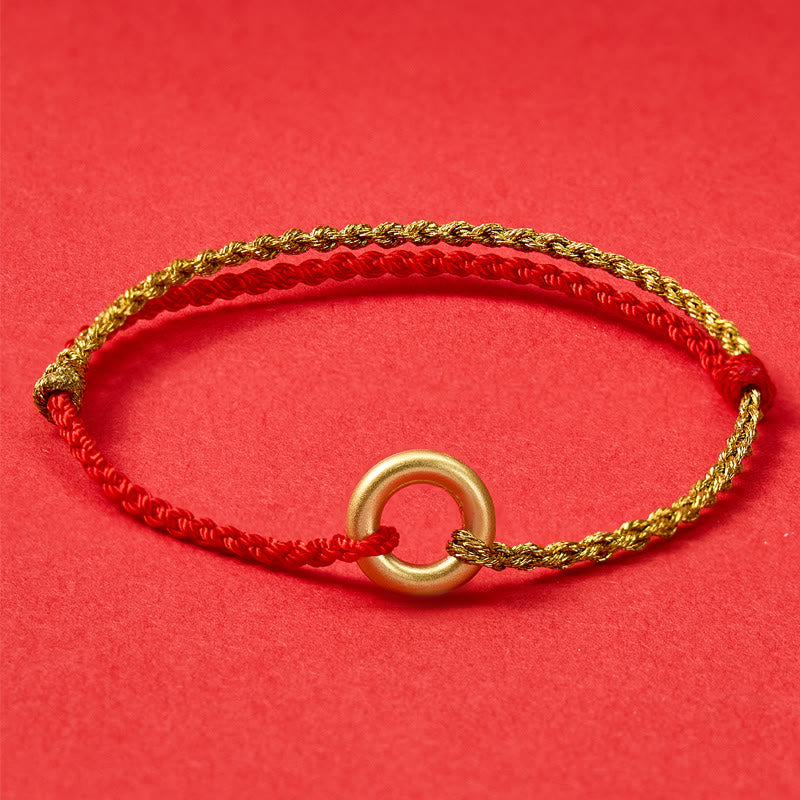 FuAttract Prosperity & Protection Red String Ping An Buckle Bracelet - Gold - image 0