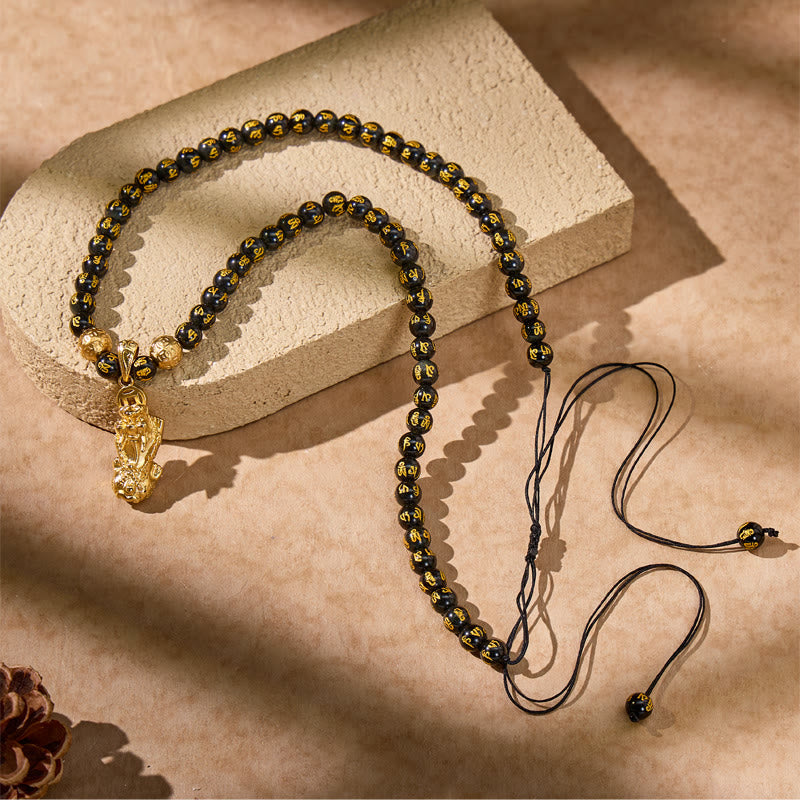 FuAttract Feng Shui Black Obsidian Pixiu Wealth Protection Mantra Necklace - image 7