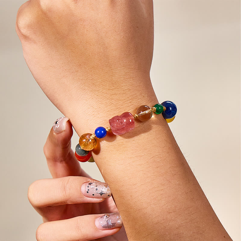 FuAttract Protection & Prosperity Bracelet – Pixiu with Multi-Gemstone, Black Obsidian & Moonstone - image 3