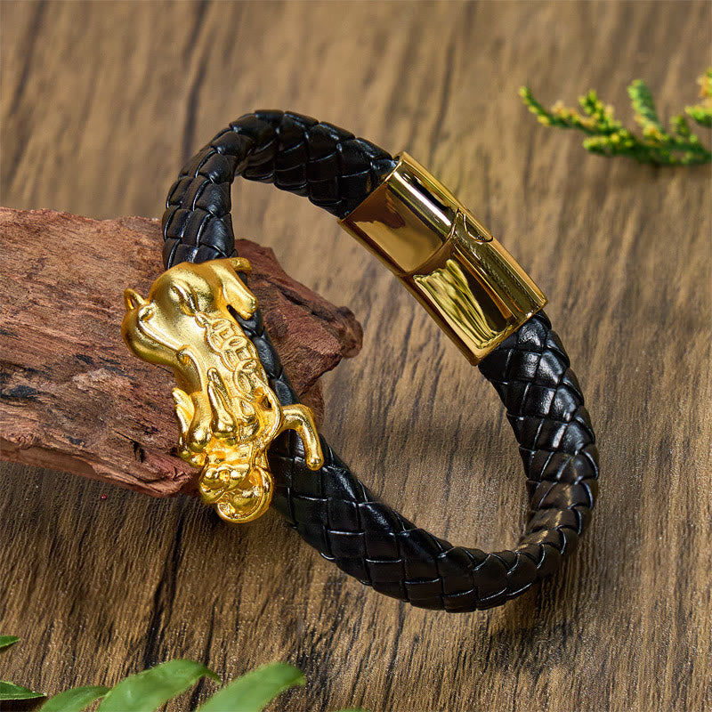 FuAttract Protection & Wealth Bracelet – Feng Shui Pixiu on Braided Leather - image 1