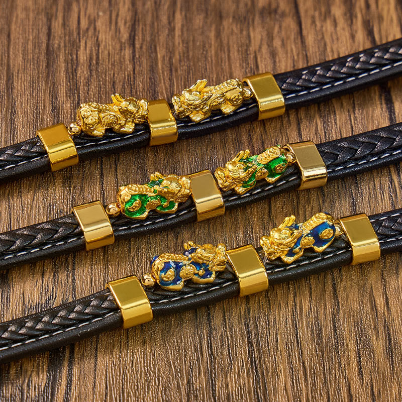 FuAttract Success & Protection Double Pixiu on Black Leather Bracelet - image 14