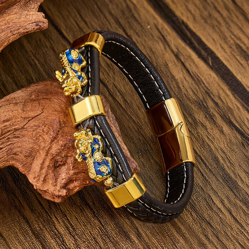 FuAttract Success & Protection Double Pixiu on Black Leather Bracelet - image 11