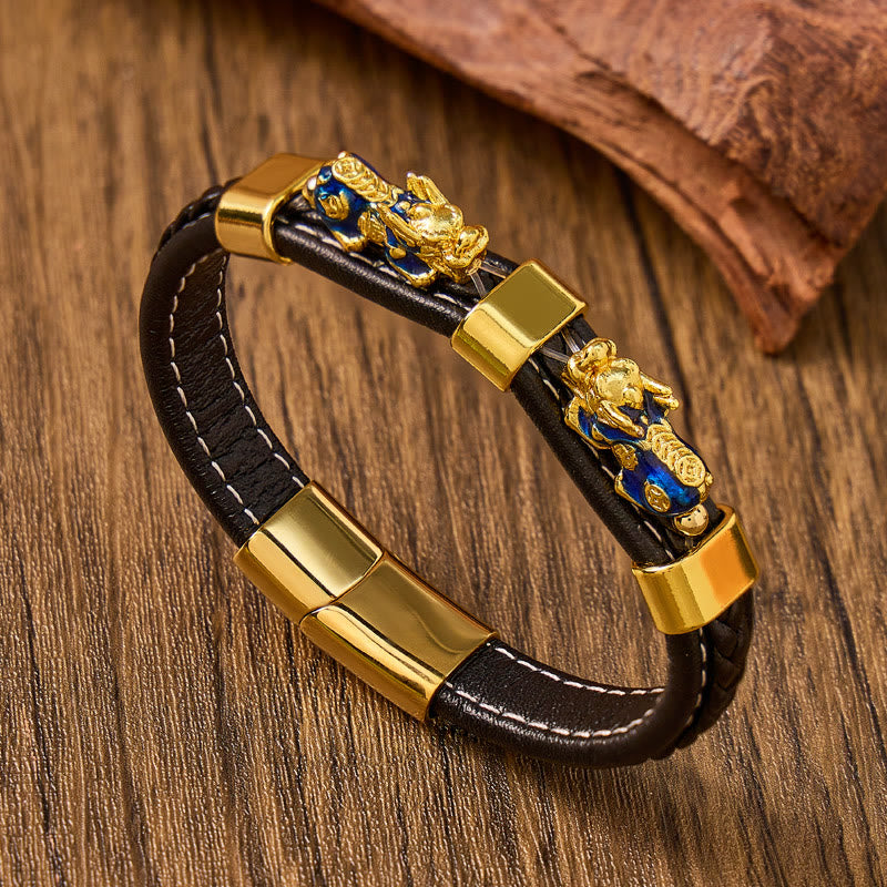 FuAttract Success & Protection Double Pixiu on Black Leather Bracelet - image 10