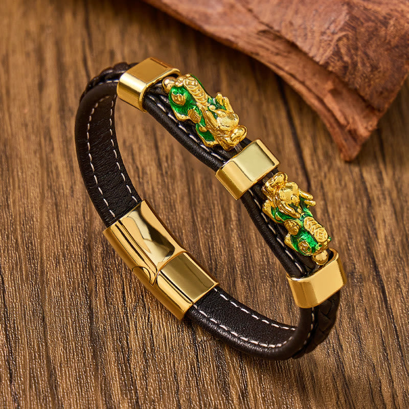 FuAttract Success & Protection Double Pixiu on Black Leather Bracelet - image 17