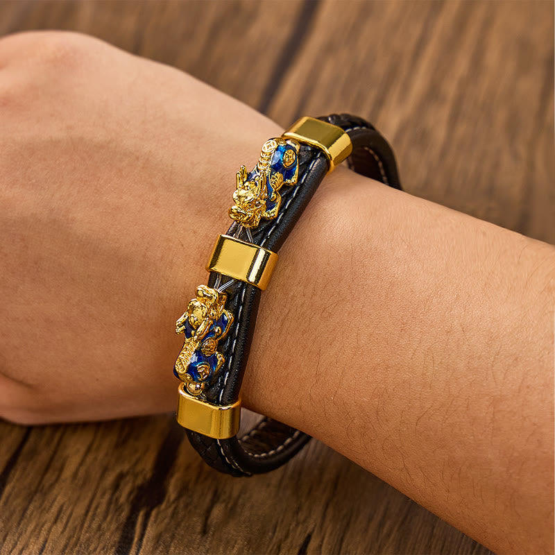 FuAttract Success & Protection Double Pixiu on Black Leather Bracelet - image 13