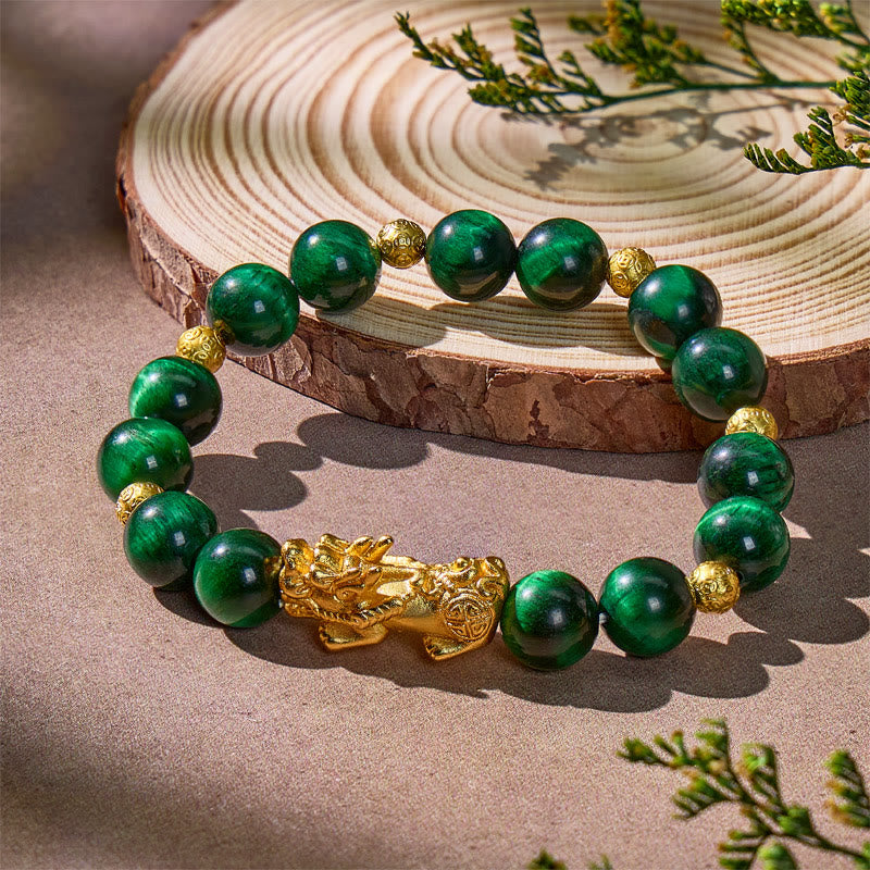 FuAttract Luck & Success Green Tiger Eye Pixiu Money Ball Bracelet - 10mm - image 0