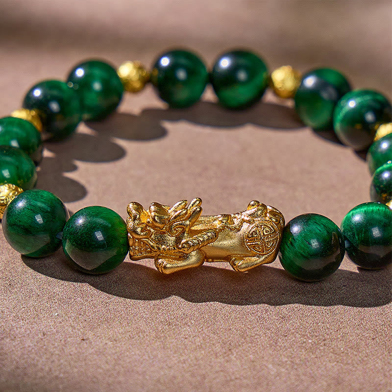 FuAttract Luck & Success Green Tiger Eye Pixiu Money Ball Bracelet - image 6