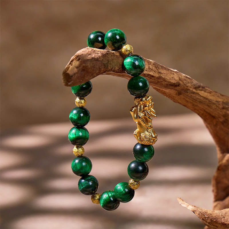 FuAttract Luck & Success Green Tiger Eye Pixiu Money Ball Bracelet - image 2