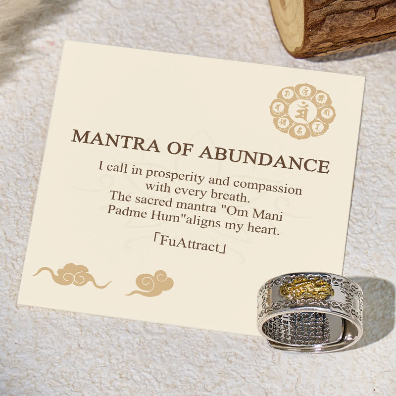FuAttract Fortune-Attracting Om Mani Padme Hum Pixiu Ring - Adjustable - image 0