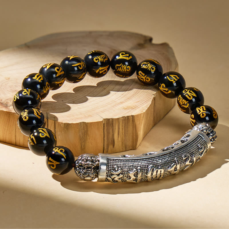 FuAttract The Unyielding Strength - Obsidian Guardian Mantra Pixiu Bracelet - image 1