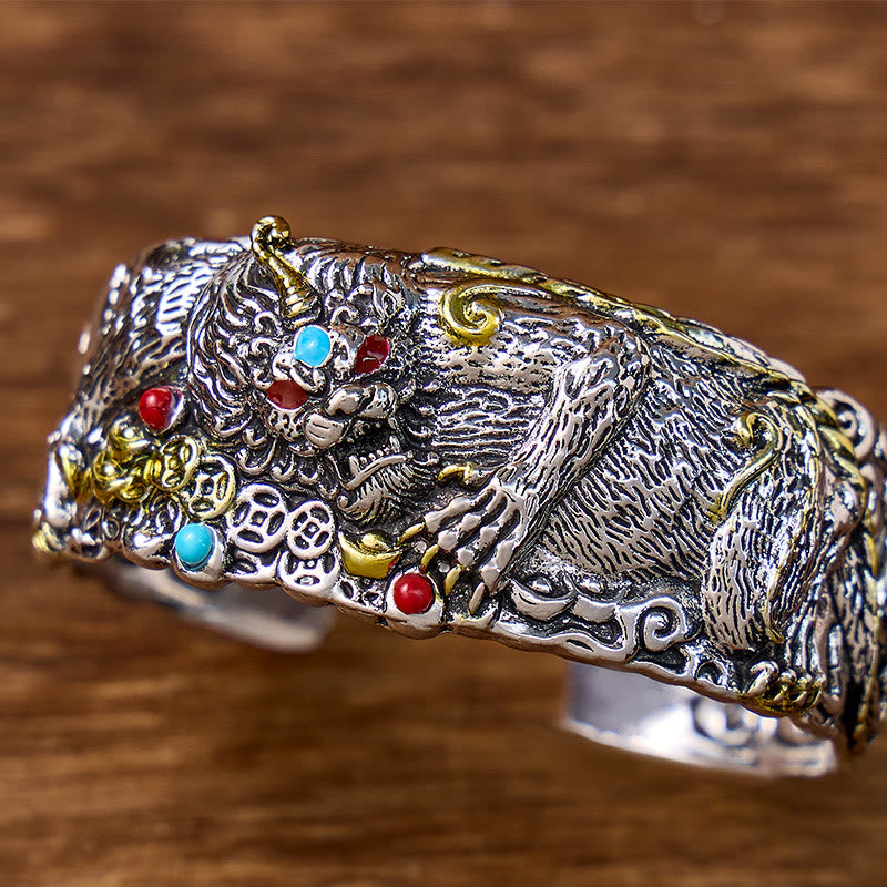 FuAttract Prosperity & Luck Guardian Bracelet – Pixiu Engraved Metal Cuff - image 2