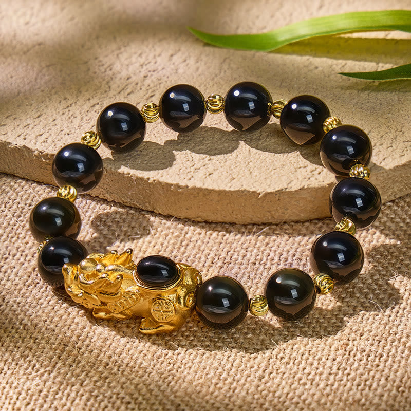 FuAttract Grounding Feng Shui Black Agate Pixiu Wealth Bracelet - image 1