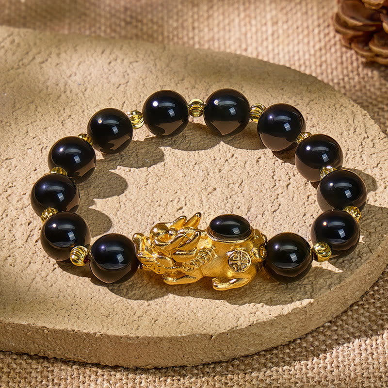 FuAttract Grounding Feng Shui Black Agate Pixiu Wealth Bracelet - 12mm - image 0