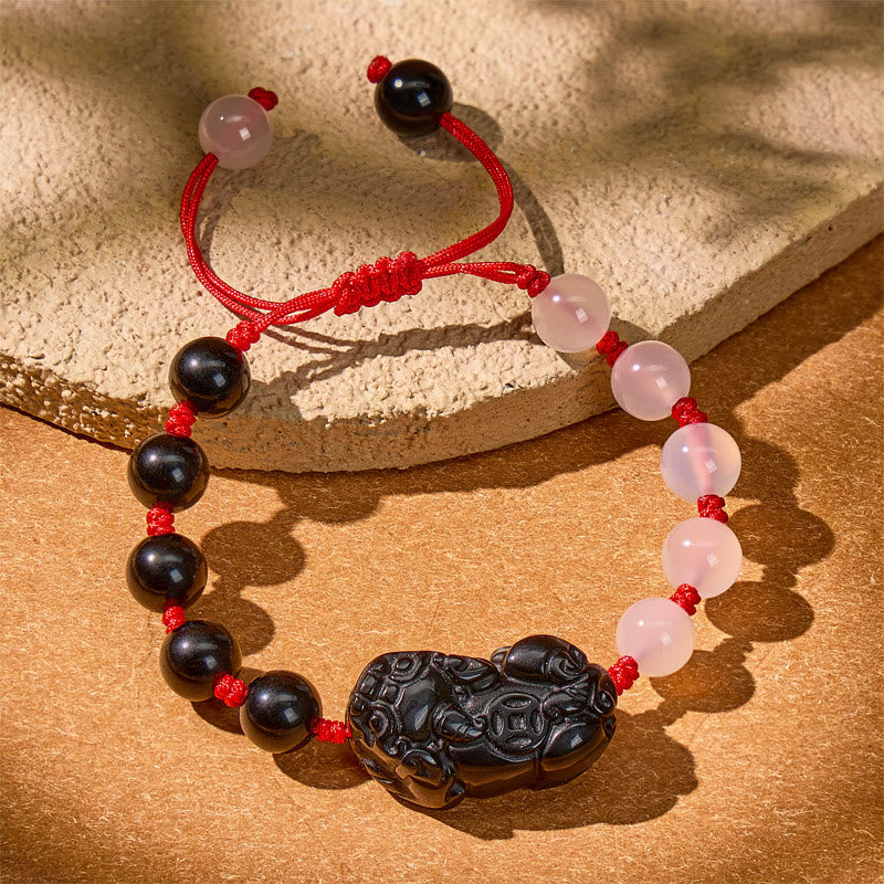 FuAttract Prosperity & Harmony Couple Bracelets – Obsidian + Jade Pixiu Charm - image 3