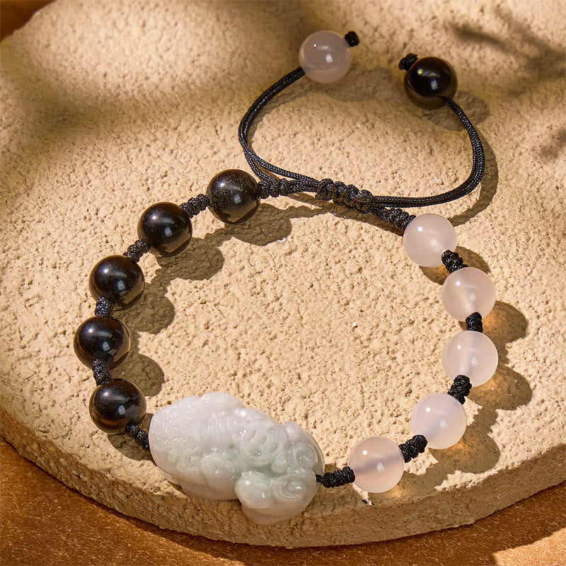 FuAttract Prosperity & Harmony Couple Bracelets – Obsidian + Jade Pixiu Charm - Black - image 5