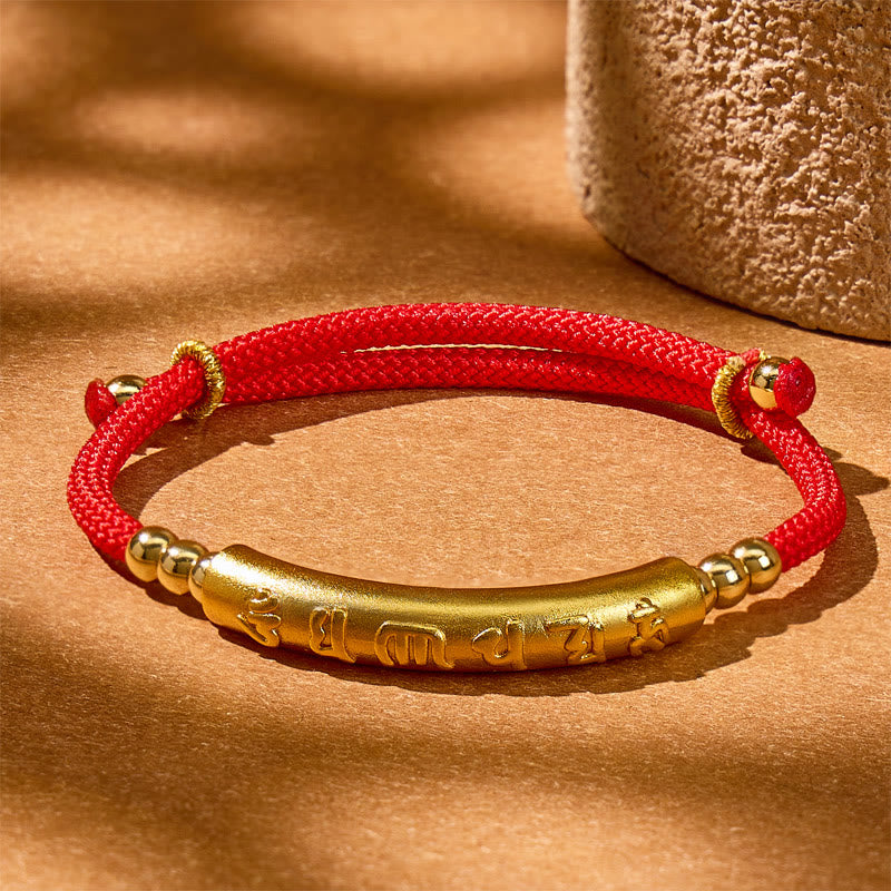 FuAttract Luck & Prosperity Red String Bracelet – Tibetan Mantra Tube Design - Om Mani Padme Hum - image 0