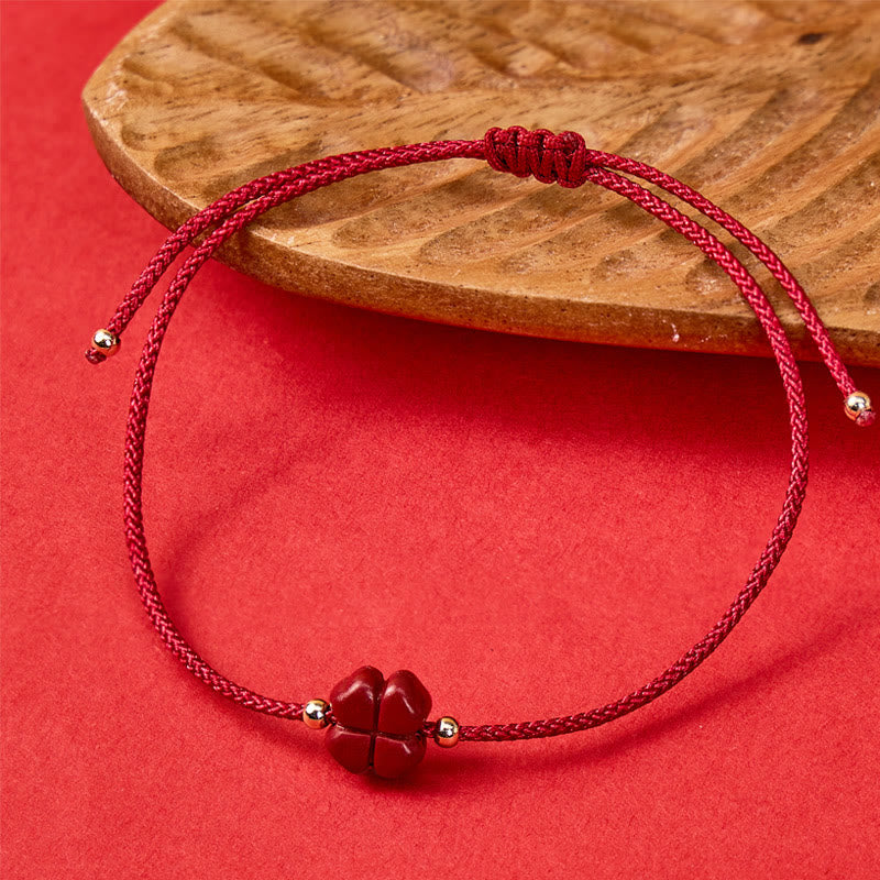 FuAttract Manifest Luck Cinnabar Four-Leaf Clover Red String Bracelet - image 3