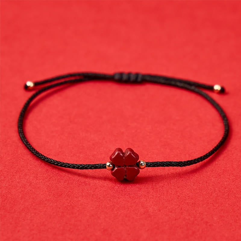FuAttract Manifest Luck Cinnabar Four-Leaf Clover Red String Bracelet - Black - image 10