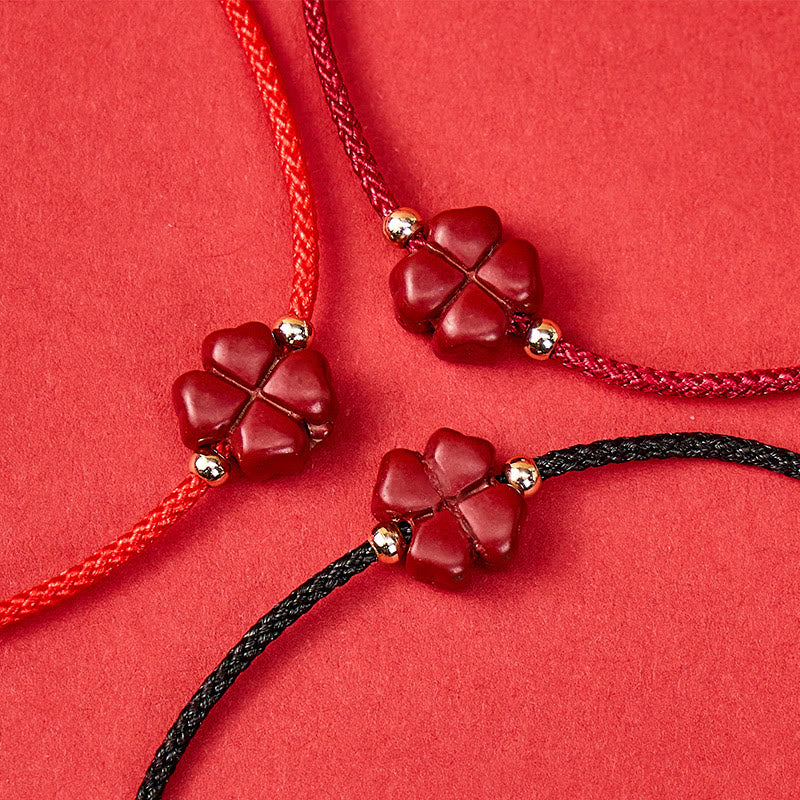 FuAttract Manifest Luck Cinnabar Four-Leaf Clover Red String Bracelet - image 5
