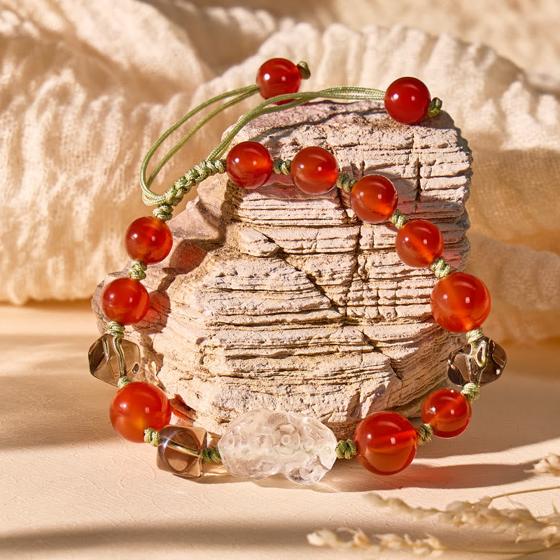 FuAttract Wealth Magnet - Red Agate Tea Crystal Pixiu String Bracelet - String - image 0