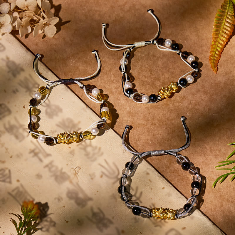 FuAttract Silver Pixiu Guardian Bracelet – Multi‑Gem Protection - image 1