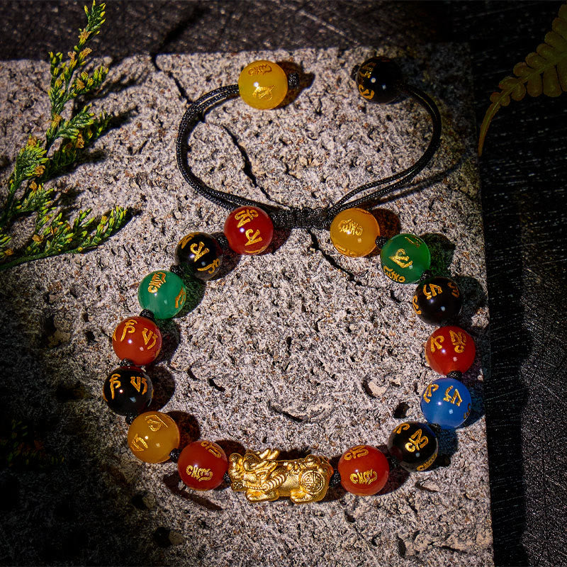 FuAttract Mantra Protection Bracelet - Pixiu & Six‑Syllable Agate - image 2
