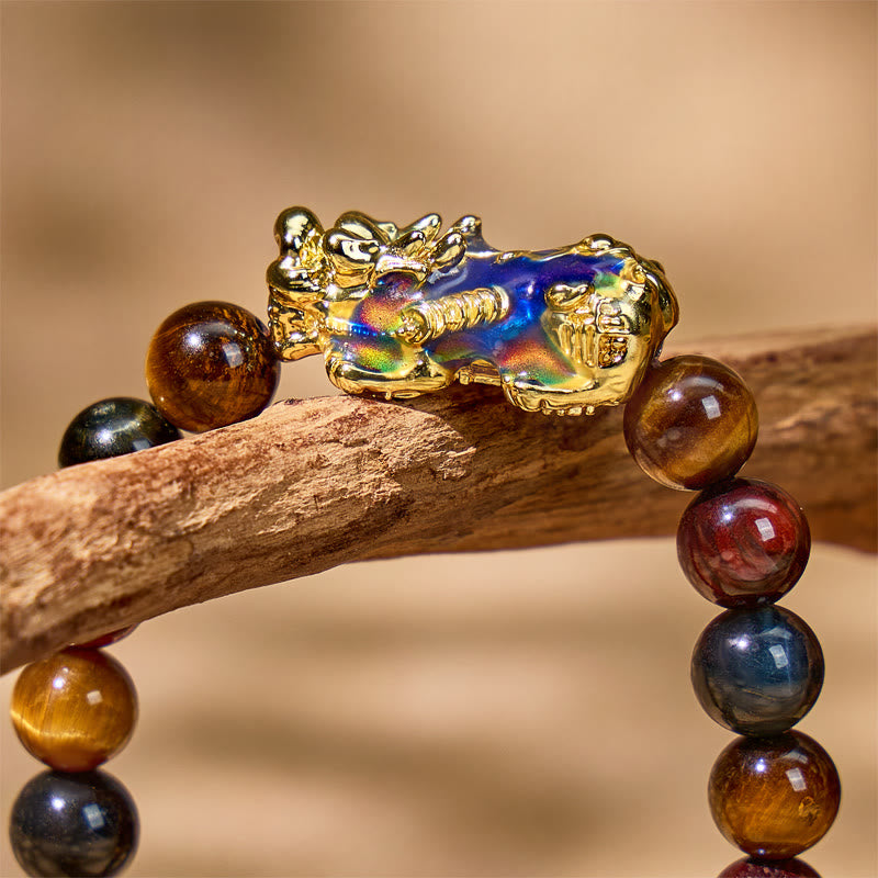 FuAttract Guardian Protection Bracelet – Tricolor Tiger's Eye & Golden Obsidian Pixiu - image 7
