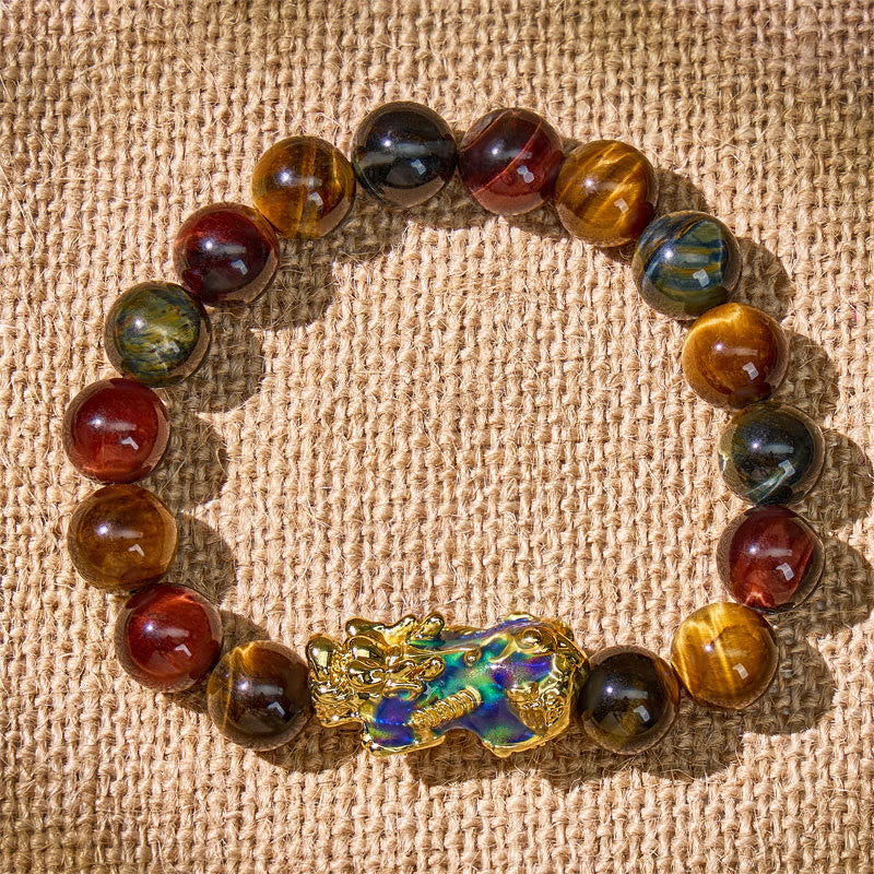 FuAttract Guardian Protection Bracelet – Tricolor Tiger's Eye & Golden Obsidian Pixiu - 10mm - image 11