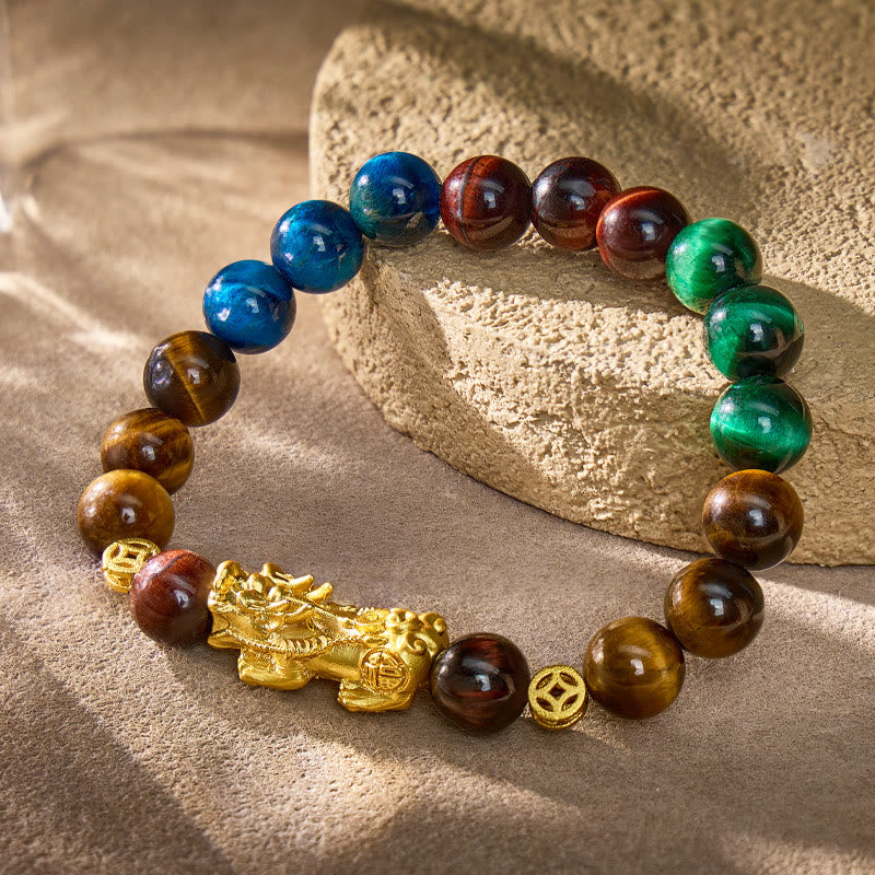 FuAttract Elemental Protection Bracelet – Four-Tone Tiger’s Eye Pixiu - Elemental Protection - image 0