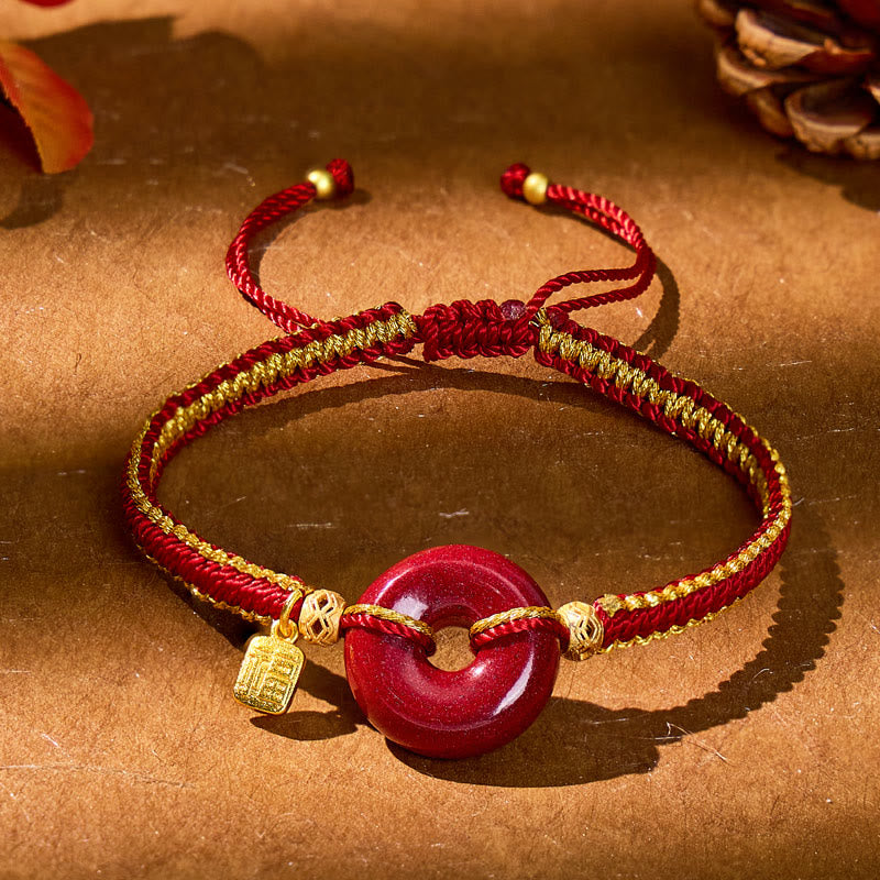FuAttract Guardian Blessing Bracelet – Cinnabar Ping An Buckle with Fu Character Red String - Ping An Buckle - image 0