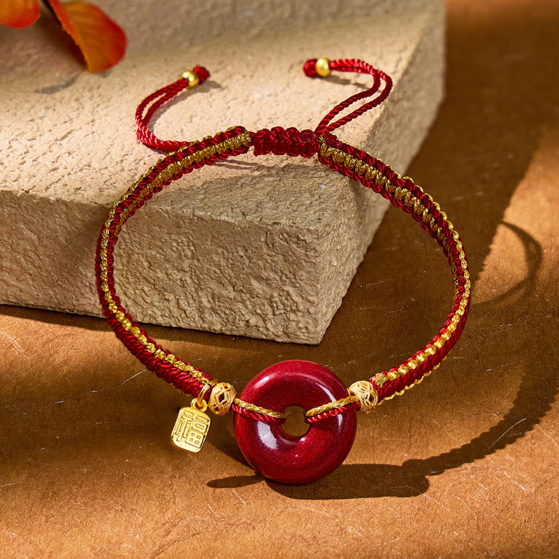 FuAttract Guardian Blessing Bracelet – Cinnabar Ping An Buckle with Fu Character Red String - image 1