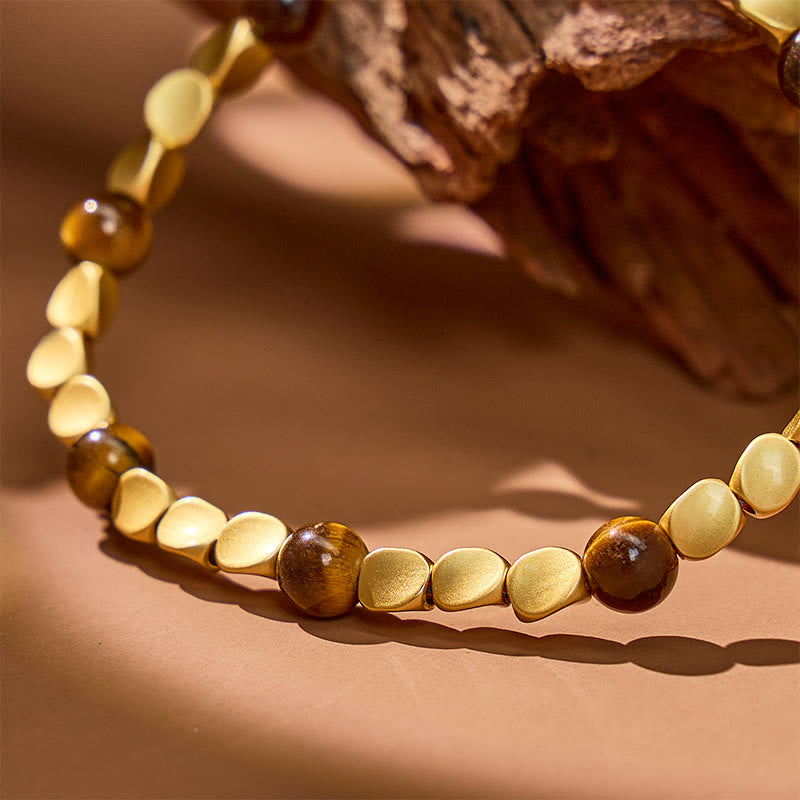 FuAttract Career Focus – Tibetan Copper Beads Tiger's Eye Five-Color Cord String Bracelet - image 3