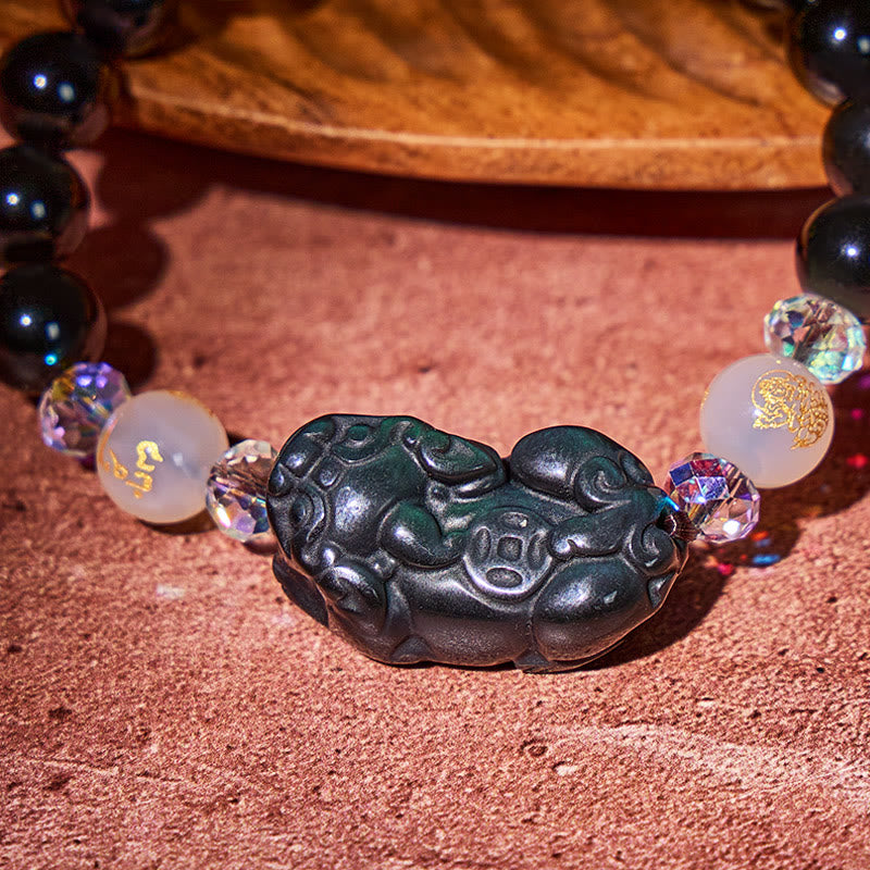 FuAttract Protective Strength – Rainbow Obsidian Pixiu Mantra Bracelet - image 6