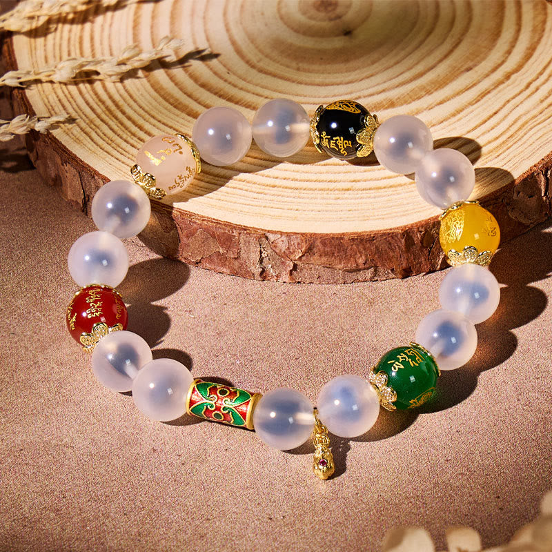 FuAttract Luck Shift – Pixiu Tallow Agate Om Mani Mantra Bracelet - 10mm - image 0