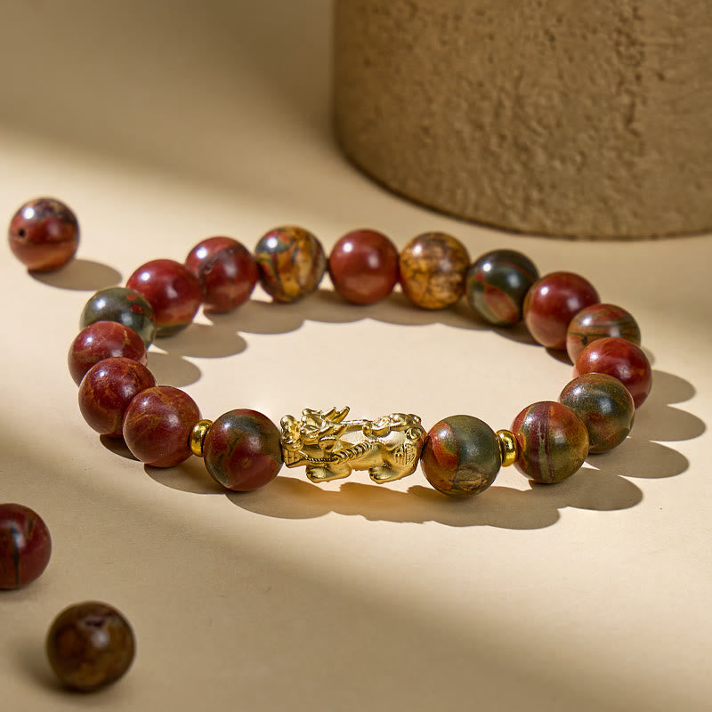 FuAttract Love Flow Charm – Picasso Jasper Pixiu Bracelet - 10mm - image 0