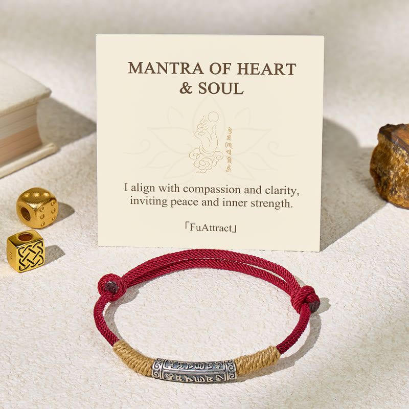 FuAttract Spiritual Energy Om Mani Padme Hum Adjustable Braided Rope Bracelet - Red - image 9