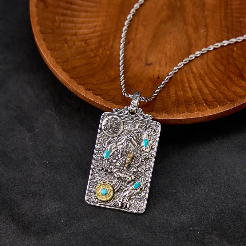 FuAttract Turquoise Inlay Pixiu Amulet Necklace for Protection & Prosperity - image 4