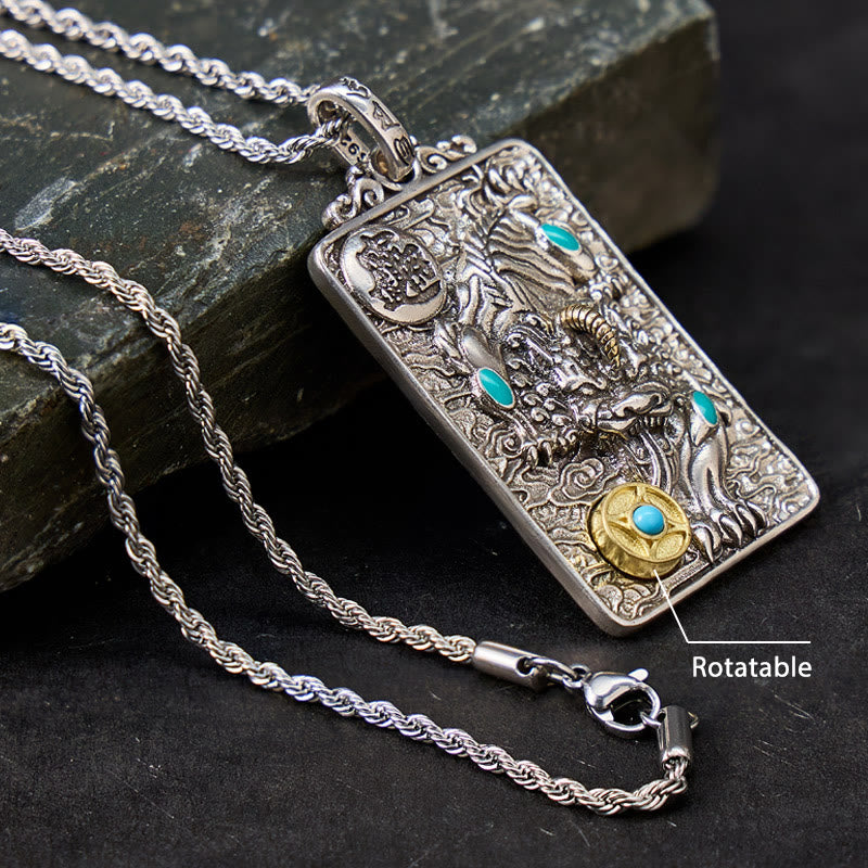 FuAttract Turquoise Inlay Pixiu Amulet Necklace for Protection & Prosperity - image 1