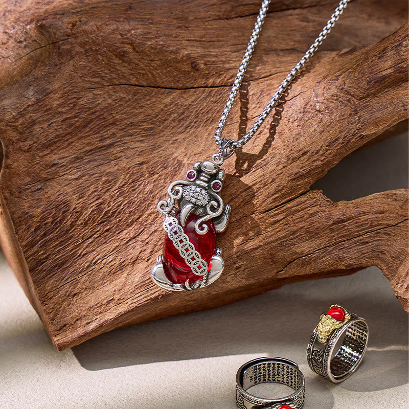 FuAttract Pixiu Garnet Copper Coin Necklace for Wealth & Luck - image 2