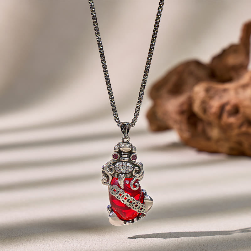 FuAttract Pixiu Garnet Copper Coin Necklace for Wealth & Luck - PiXiu&Chain - image 0