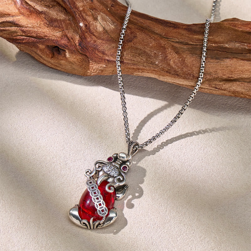 FuAttract Pixiu Garnet Copper Coin Necklace for Wealth & Luck - image 1