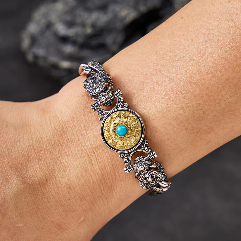 FuAttract Protection & Fortune Turquoise Wheel Curb Chain Bracelet – Dual Pixiu Talisman - image 4