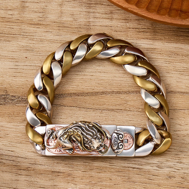 FuAttract Wealth & Protection Retro Chain Bracelet – Pixiu Fortune Guard - 22cm - image 0